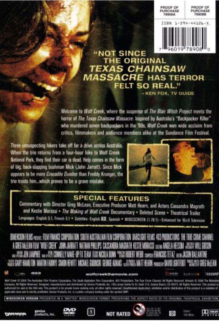 Wolf Creek Digital Copy movie collectible [Barcode 065935221890] - Main Image 2
