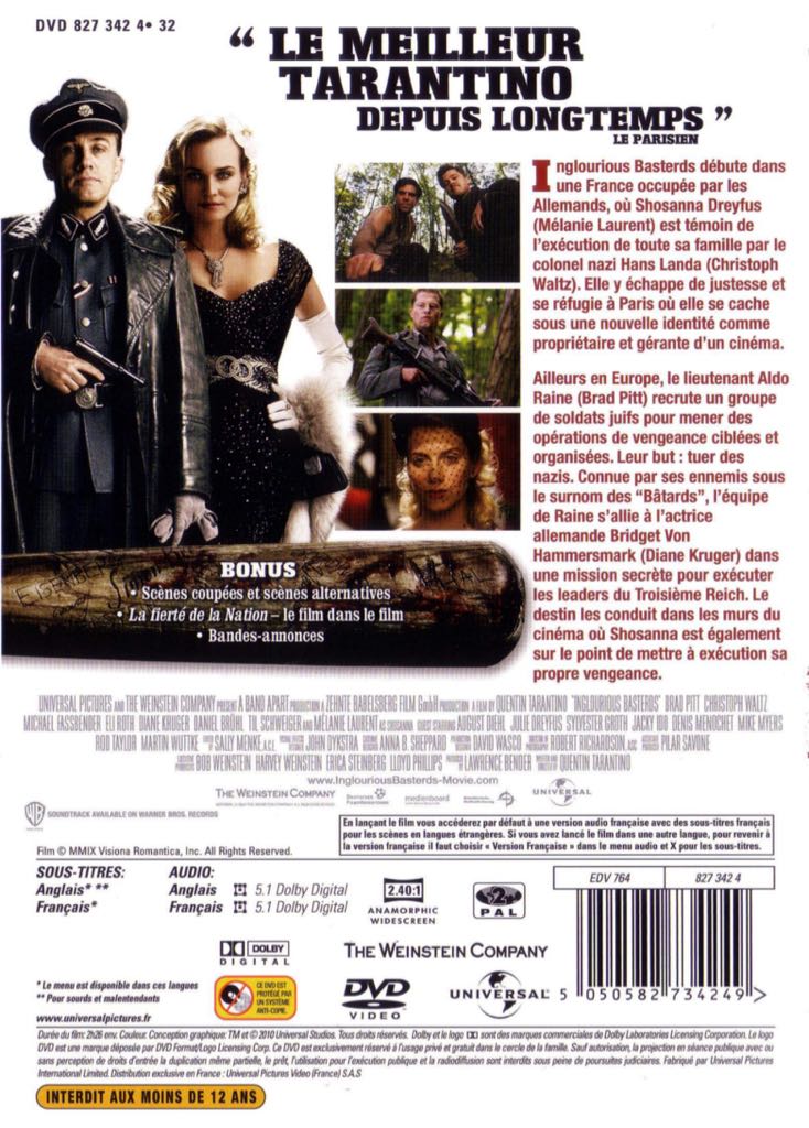 Inglourious Basterds Blu-ray movie collectible [Barcode 025192102707] - Main Image 2