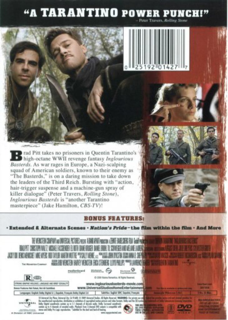 Inglourious Basterds DVD movie collectible [Barcode 5050582713374] - Main Image 2