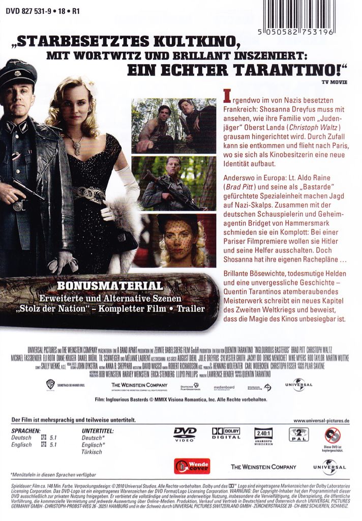 Inglourious Basterds DVD movie collectible [Barcode 5050582753196] - Main Image 2