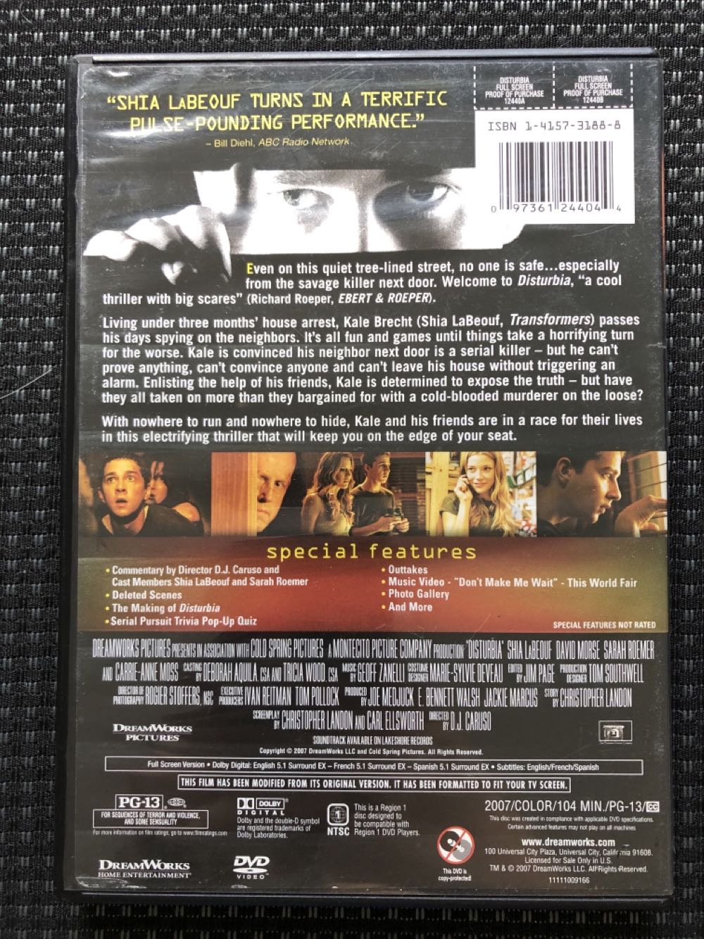 Disturbia Blu-ray movie collectible [Barcode 097361244211] - Main Image 3
