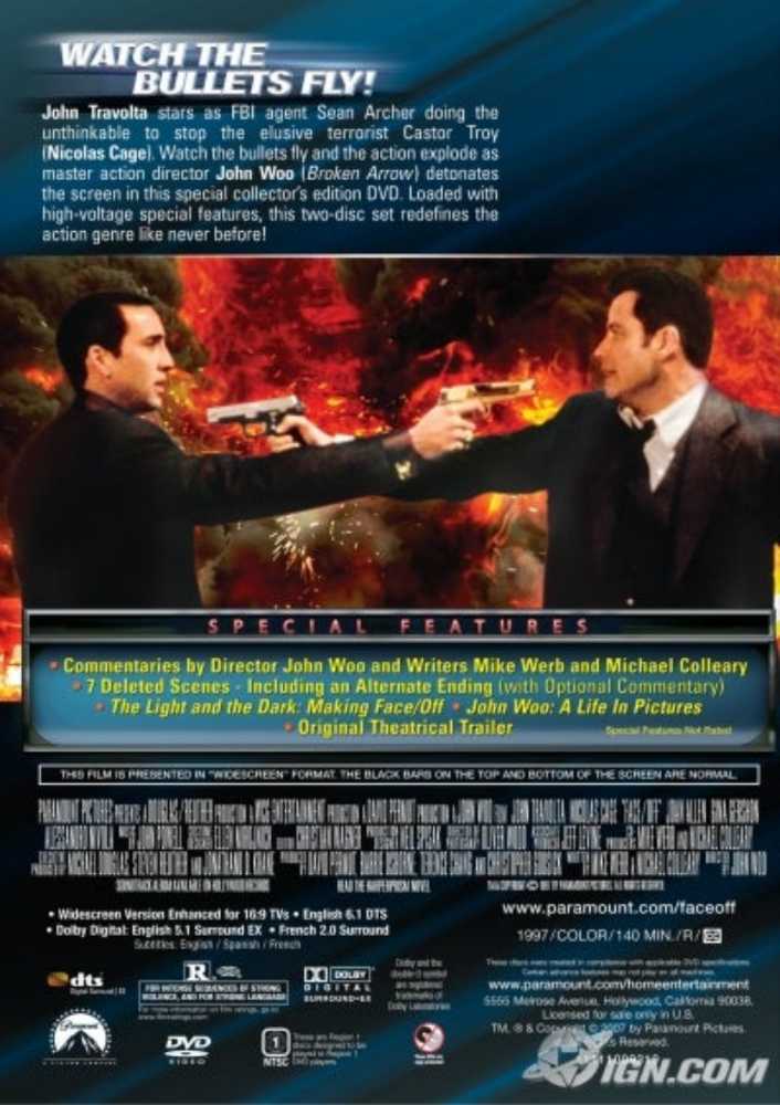 (002) Face/Off DVD-R movie collectible [Barcode 097361310749] - Main Image 2