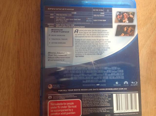 Face/Off Blu-ray movie collectible [Barcode 9398580275071] - Main Image 2