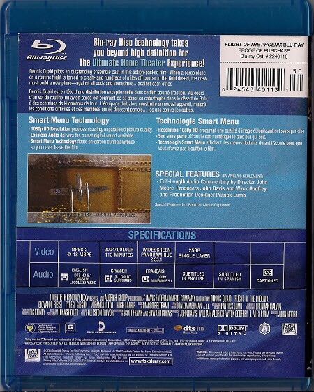 Flight of the Phoenix Blu-ray movie collectible [Barcode 024543401131] - Main Image 2