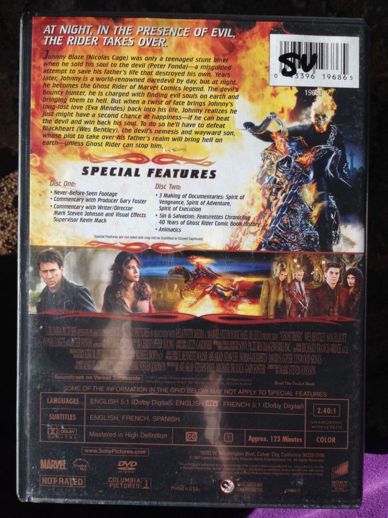Ghost Rider DVD movie collectible [Barcode 043396196865] - Main Image 2