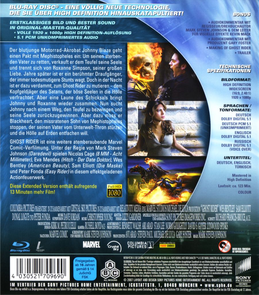Ghost Rider 1 Blu-ray movie collectible [Barcode 4030521709690] - Main Image 2