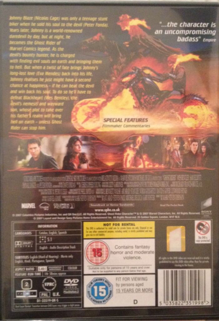 Ghost Rider DVD movie collectible [Barcode 5035822351998] - Main Image 2