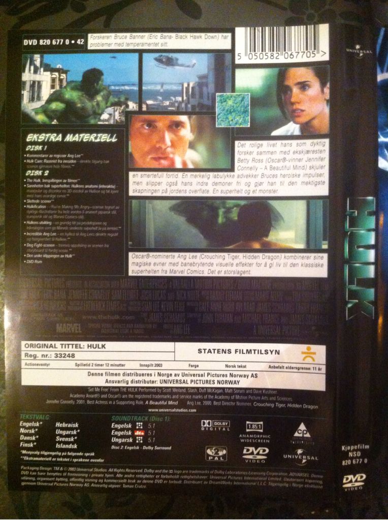Hulk 2-Disc Special Edition  DVD movie collectible [Barcode 5050582067705] - Main Image 2