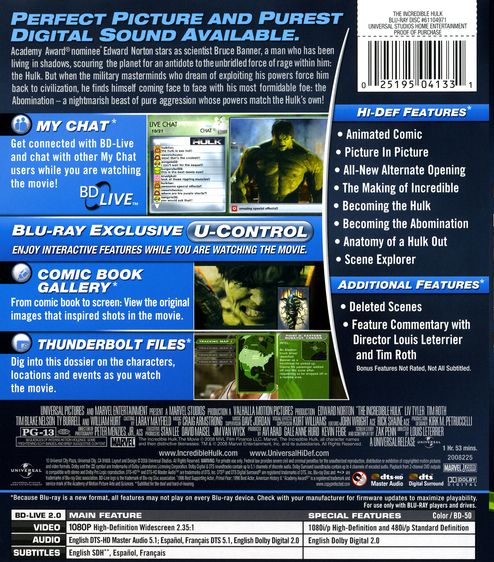 Hulk Blu-ray movie collectible [Barcode 5050582584516] - Main Image 2