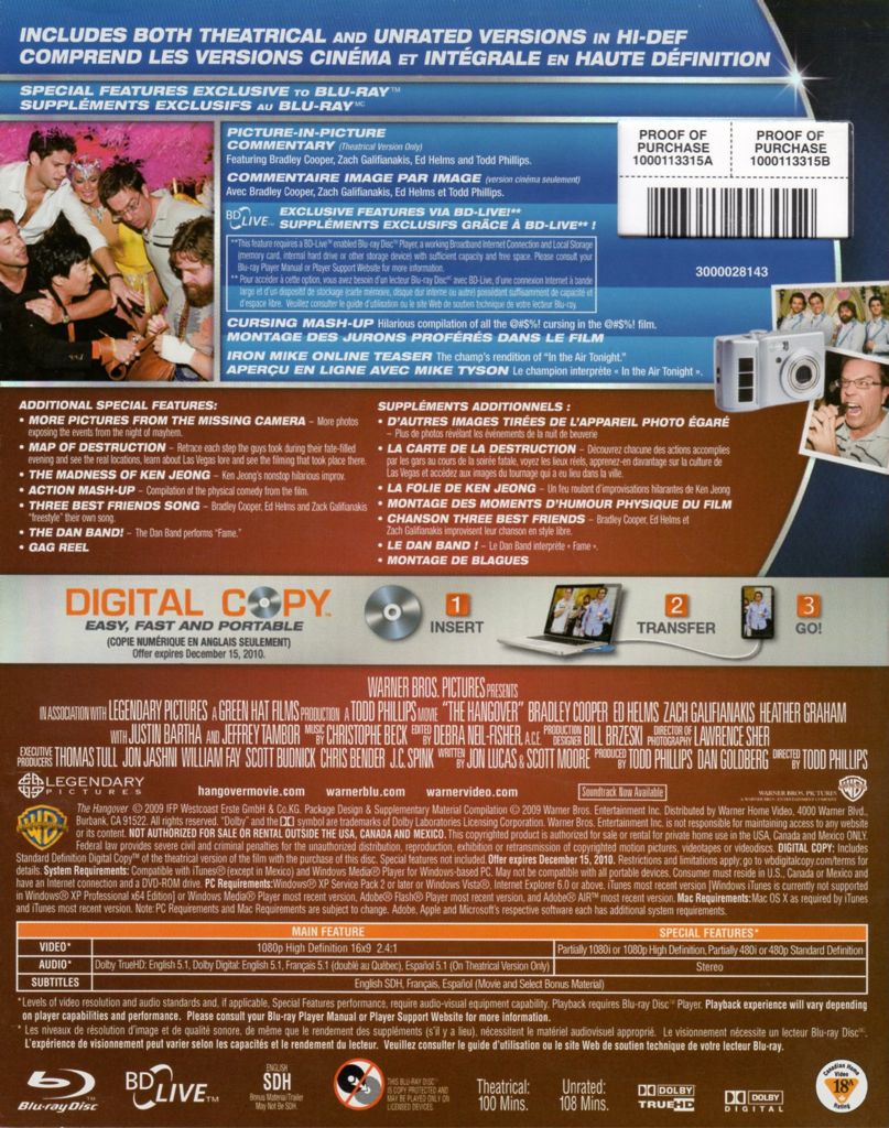 The Hangover Blu-ray movie collectible [Barcode 883929093052] - Main Image 2