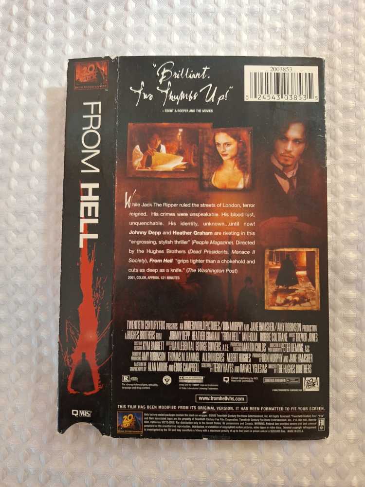 From Hell (2001) VHS movie collectible [Barcode 024543038535] - Main Image 2
