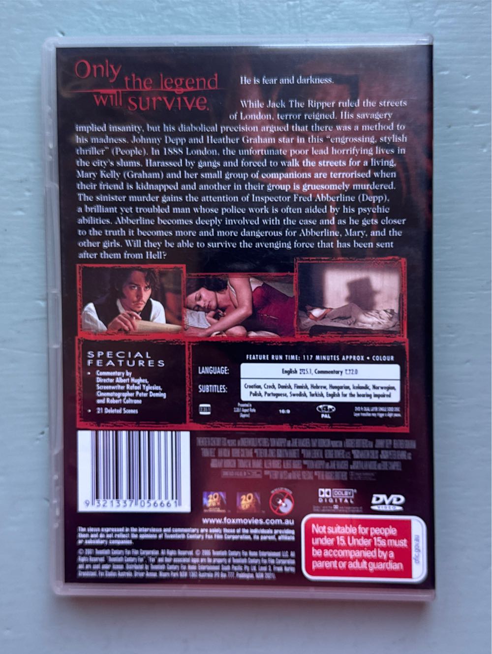 From Hell DVD movie collectible [Barcode 9321337056661] - Main Image 2