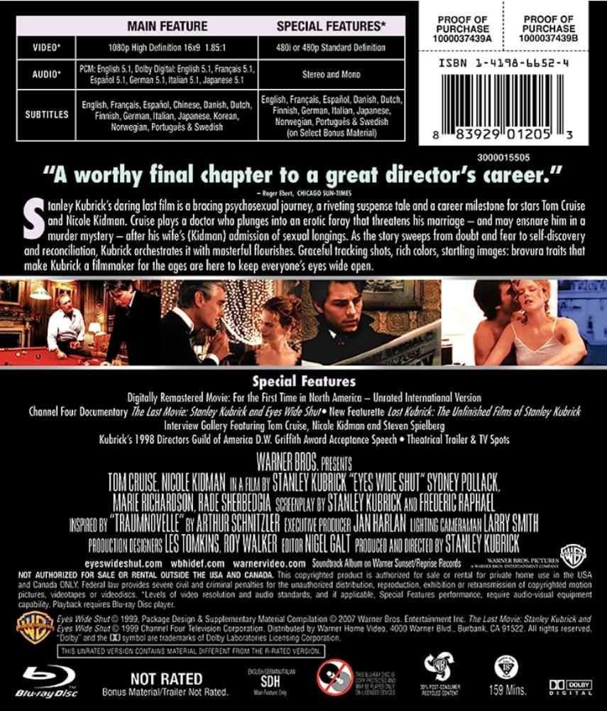 Eyes Wide Shut  -FR-  -Stanley Kubrick Coll.- DVD movie collectible [Barcode 085392215911] - Main Image 2