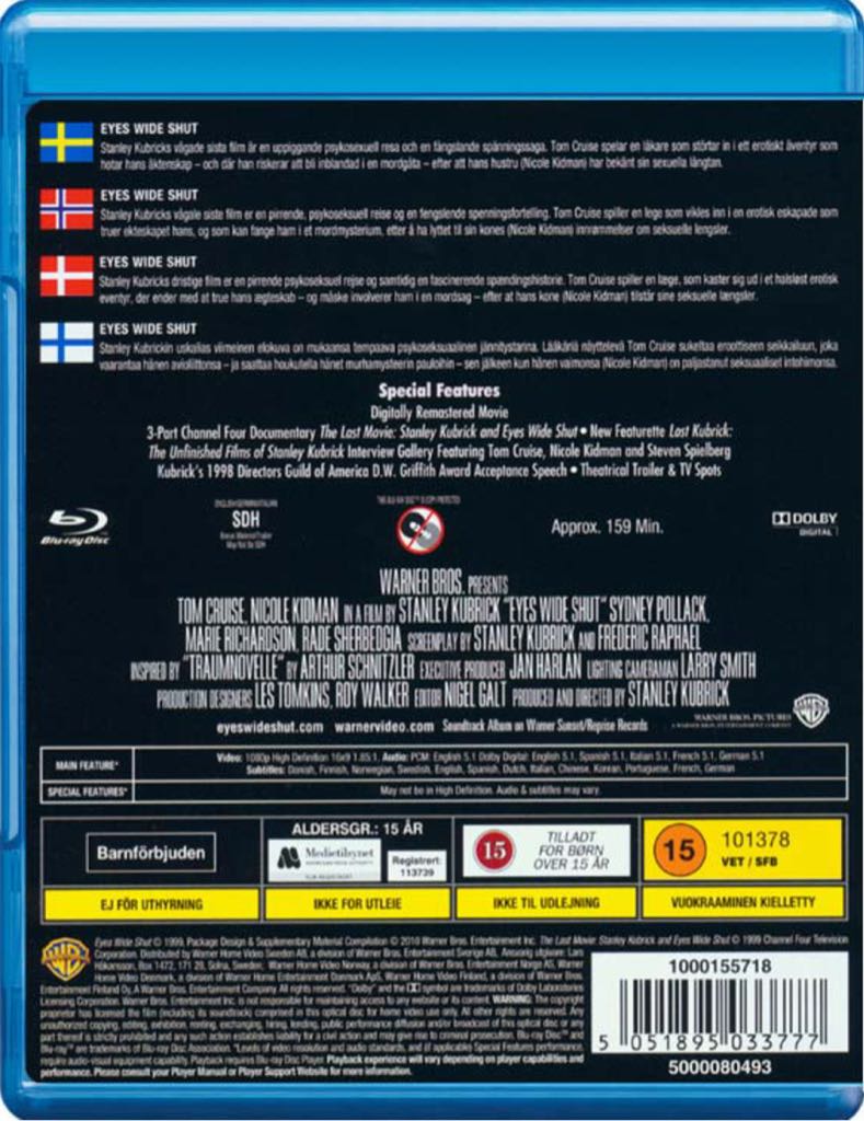 Eyes Wide Shut Blu-ray movie collectible [Barcode 5051895033777] - Main Image 2
