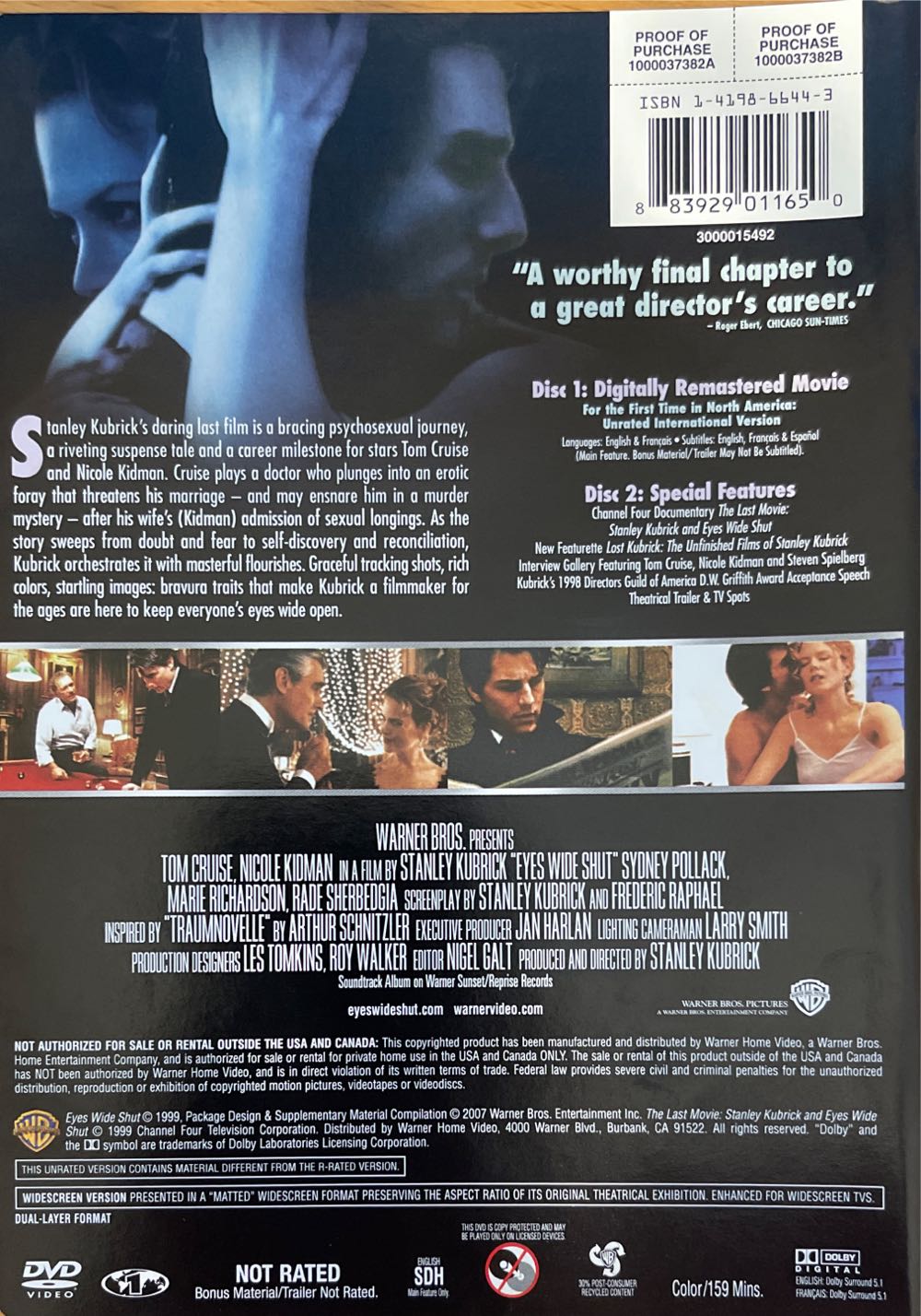 Eyes Wide Shut DVD movie collectible [Barcode 883929011650] - Main Image 2