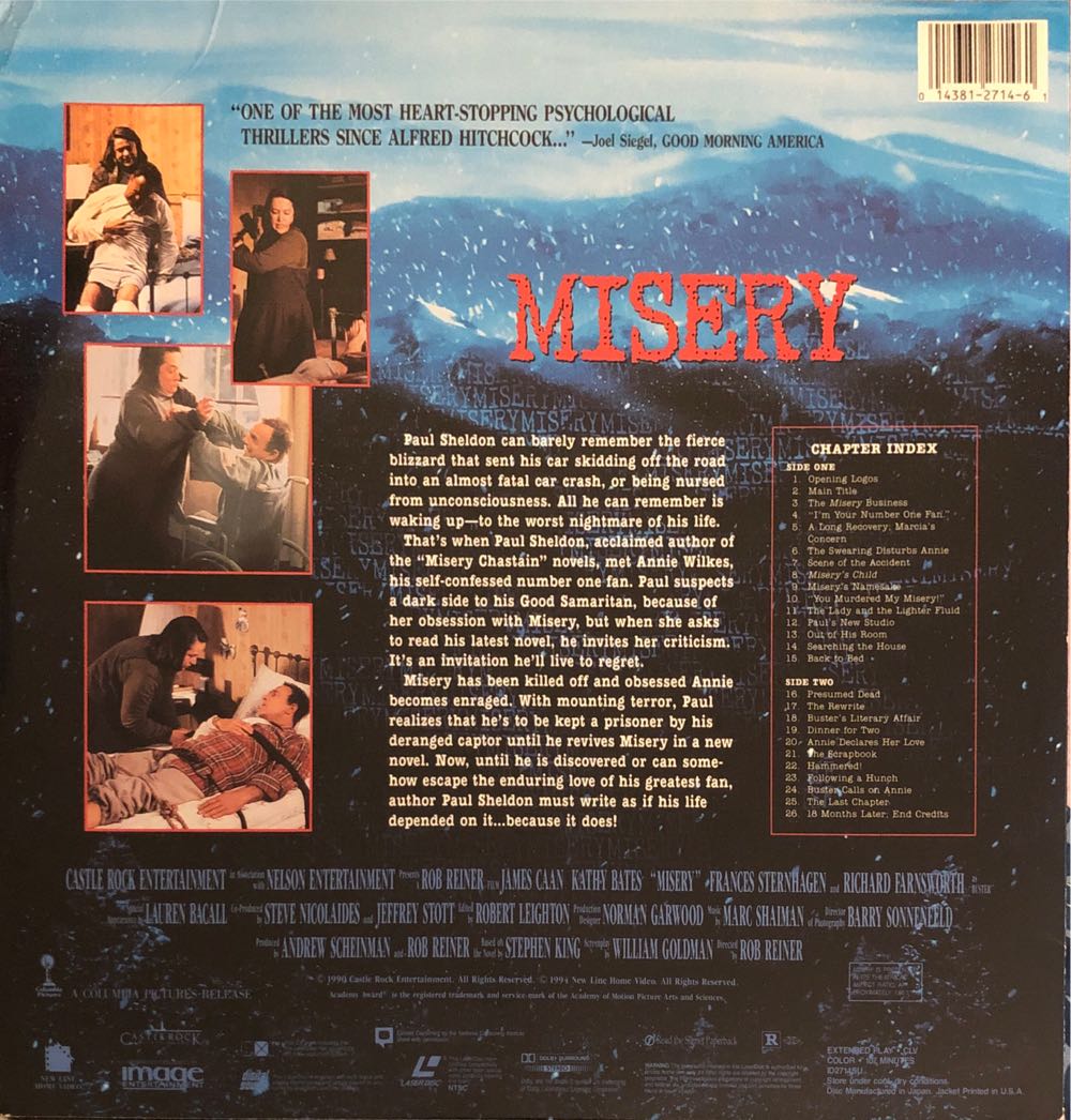 Misery Laser Disc movie collectible [Barcode 014381271461] - Main Image 2