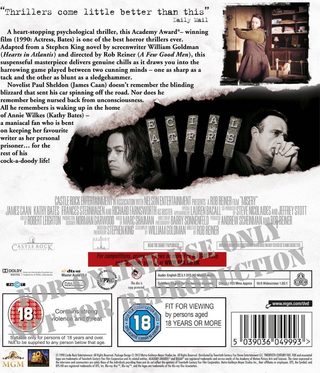 Misery Blu-ray movie collectible [Barcode 5039036049993] - Main Image 2
