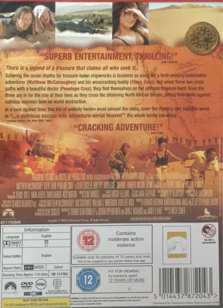 Sahara DVD movie collectible [Barcode 5014437872043] - Main Image 2