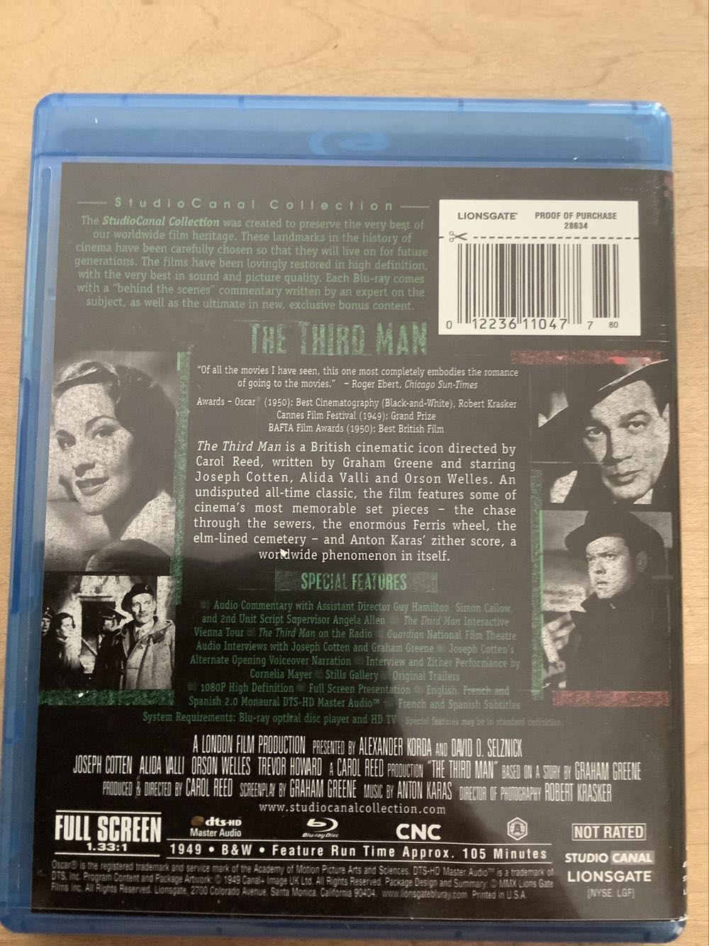 The Third Man Blu-ray movie collectible [Barcode 012236110477] - Main Image 2