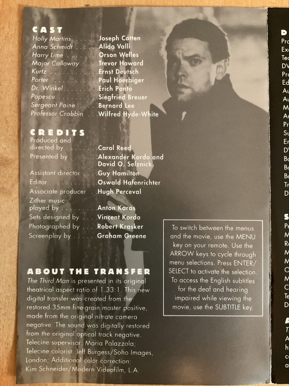 The Third Man DVD movie collectible [Barcode 037429141625] - Main Image 3