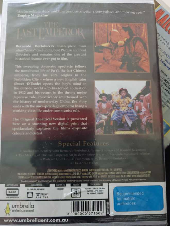 The Last Emperor  DVD movie collectible [Barcode 3000000071502] - Main Image 2