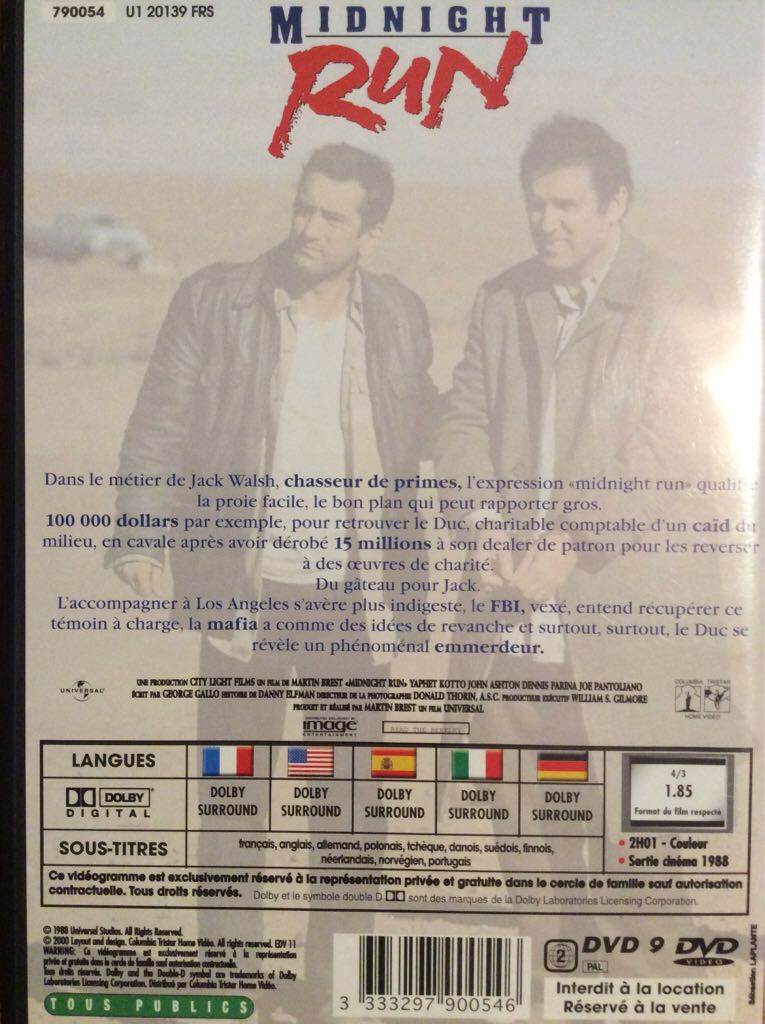 Midnight Run Blu-ray movie collectible [Barcode 0014381427127] - Main Image 2
