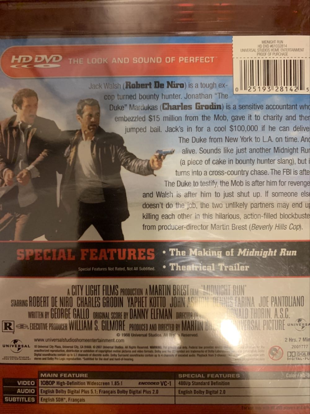 Midnight Run HD DVD movie collectible [Barcode 025193281425] - Main Image 2