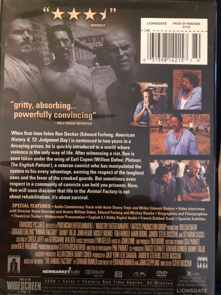 Animal Factory DVD movie collectible [Barcode 031398142157] - Main Image 2