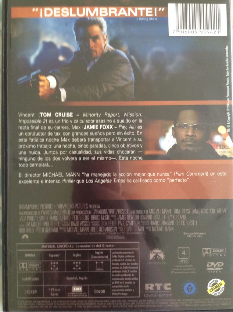 Colateral (Tom Cruise) DVD movie collectible [Barcode 7506005909421] - Main Image 2