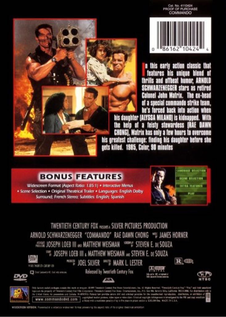 (002) Commando DVD-R movie collectible [Barcode 086162104244] - Main Image 2