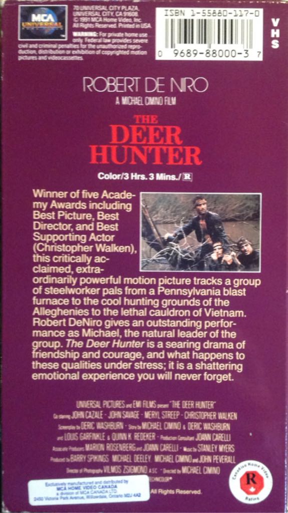 The Deer Hunter VHS movie collectible [Barcode 096898800037] - Main Image 2