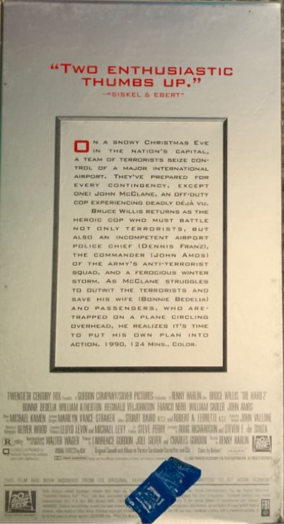 Die Hard 2: Die Harder VHS movie collectible [Barcode 086162023217] - Main Image 2