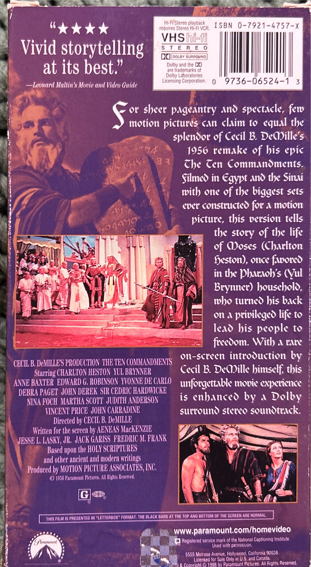 Ten Commandments VHS movie collectible [Barcode 097360652413] - Main Image 2