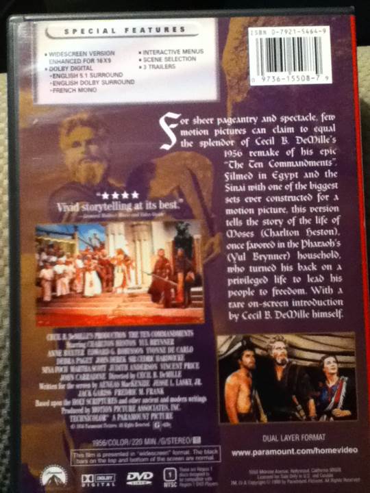 Ten Commandments, The Blu-ray movie collectible [Barcode 097361550879] - Main Image 2