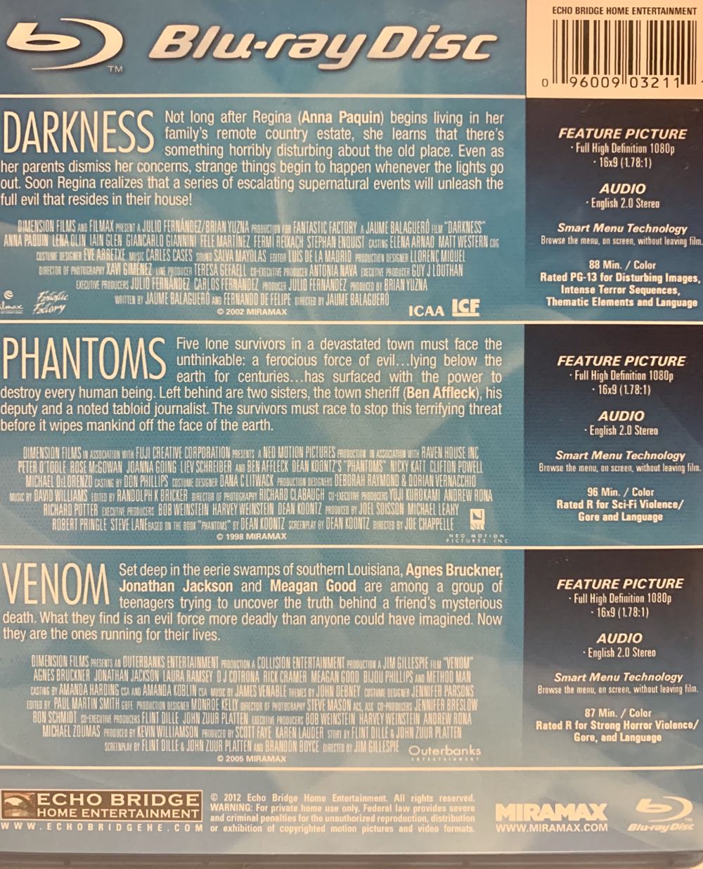 Venom Blu-ray movie collectible [Barcode 031398205999] - Main Image 2
