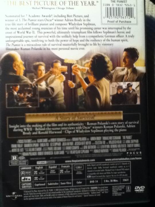 The Pianist DVD movie collectible [Barcode 025192363122] - Main Image 2