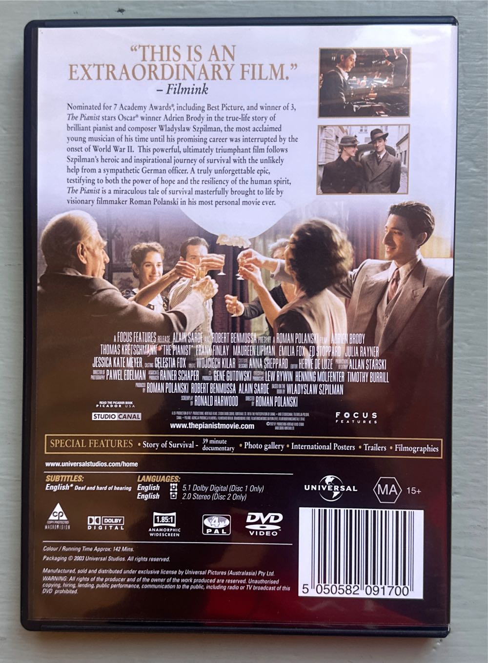 Pianist, The DVD movie collectible [Barcode 5050582091700] - Main Image 2