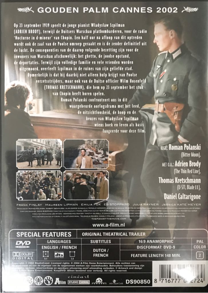 The Pianist DVD movie collectible [Barcode 8716777042724] - Main Image 2