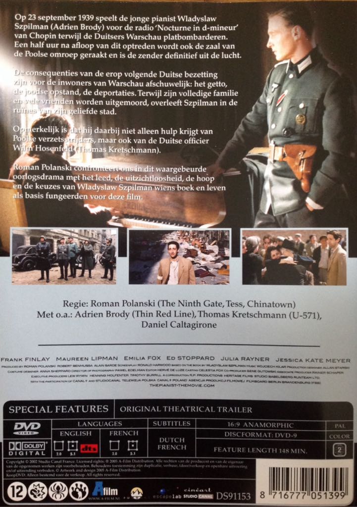 Pianist, The DVD movie collectible [Barcode 8716777051399] - Main Image 2