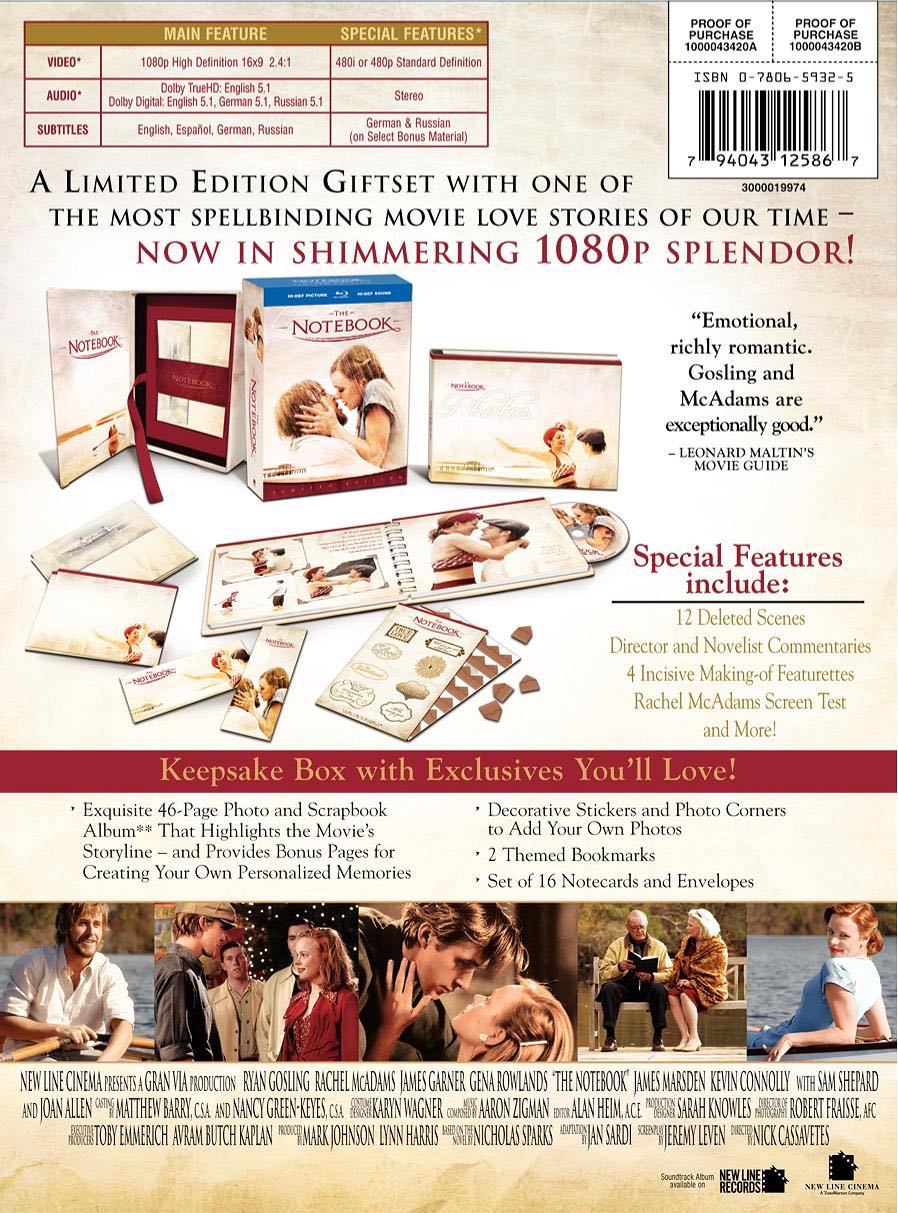 The Notebook iTunes movie collectible [Barcode 794043125867] - Main Image 2