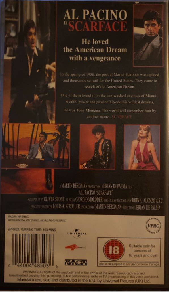 Scarface VHS movie collectible [Barcode 044004485036] - Main Image 2