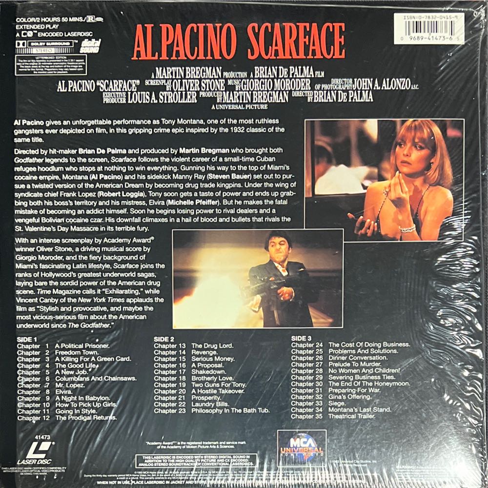 Scarface Laser Disc movie collectible [Barcode 096894147365] - Main Image 2