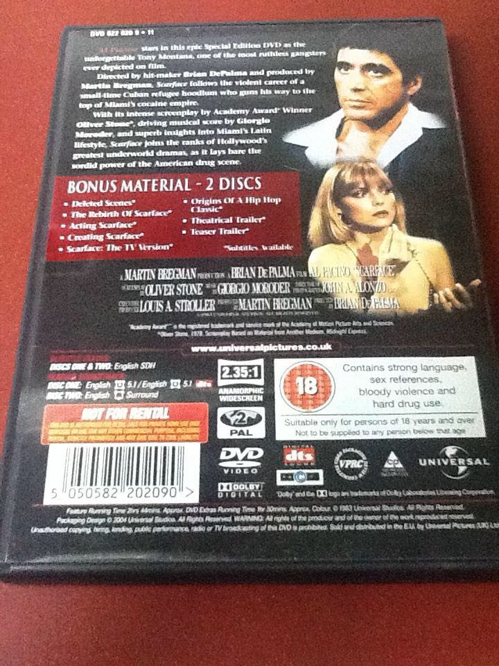 Scarface DVD movie collectible [Barcode 5050582202090] - Main Image 2