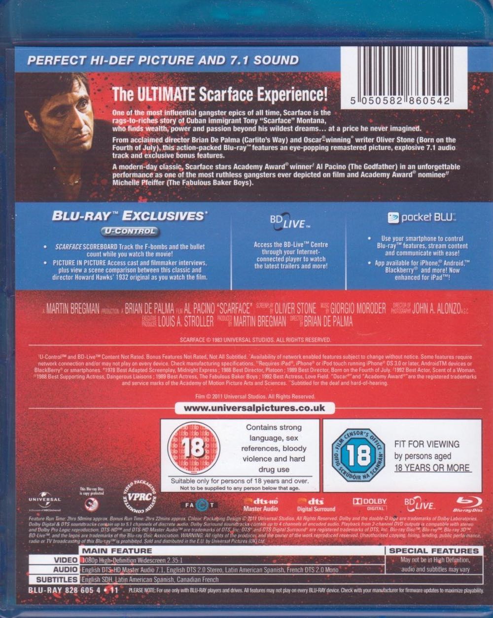 Scarface Blu-ray movie collectible [Barcode 5050582860542] - Main Image 2