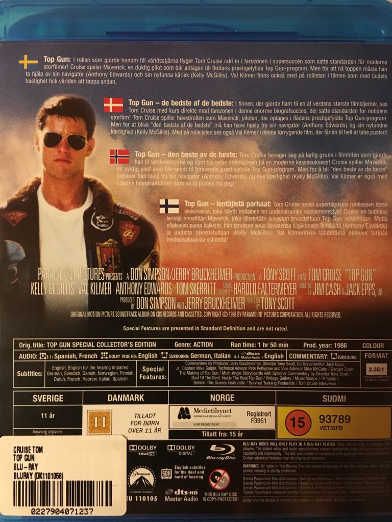Top Gun Blu-ray movie collectible [Barcode 0227904071237] - Main Image 2
