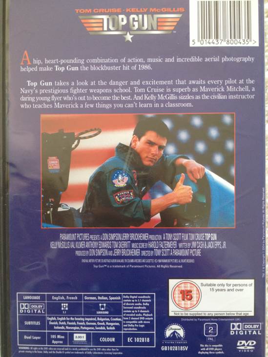Top Gun DVD movie collectible [Barcode 5014437800435] - Main Image 2