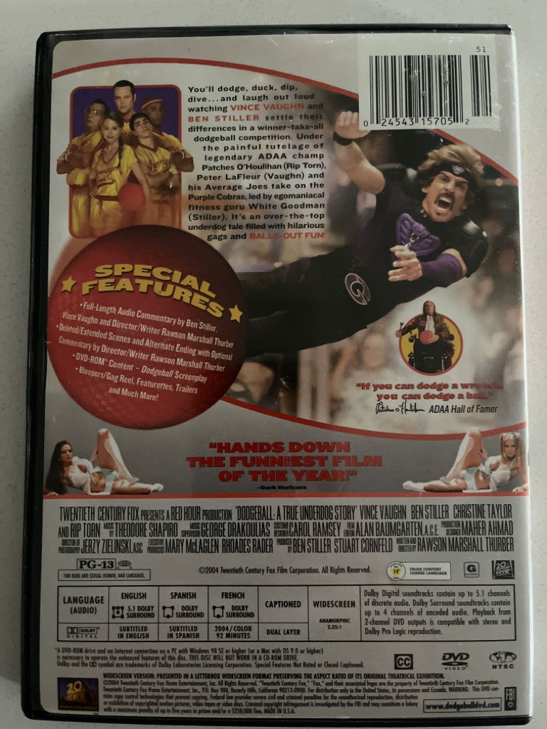 Dodgeball: A True Underdog Story DVD movie collectible [Barcode 024543157052] - Main Image 2