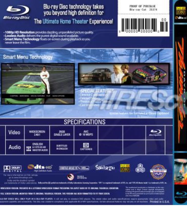 Days of Thunder Blu-ray movie collectible [Barcode 883929301607] - Main Image 2