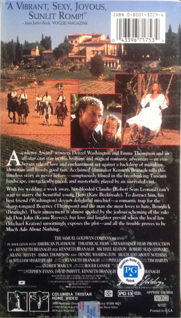 Much Ado About Nothing VHS movie collectible [Barcode 043396717534] - Main Image 2