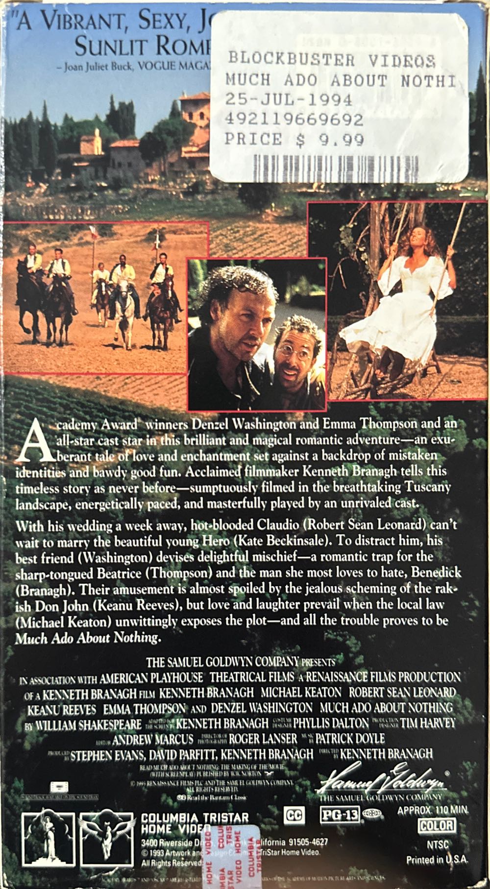 Much Ado About Nothing VHS movie collectible [Barcode 043396717534] - Main Image 4